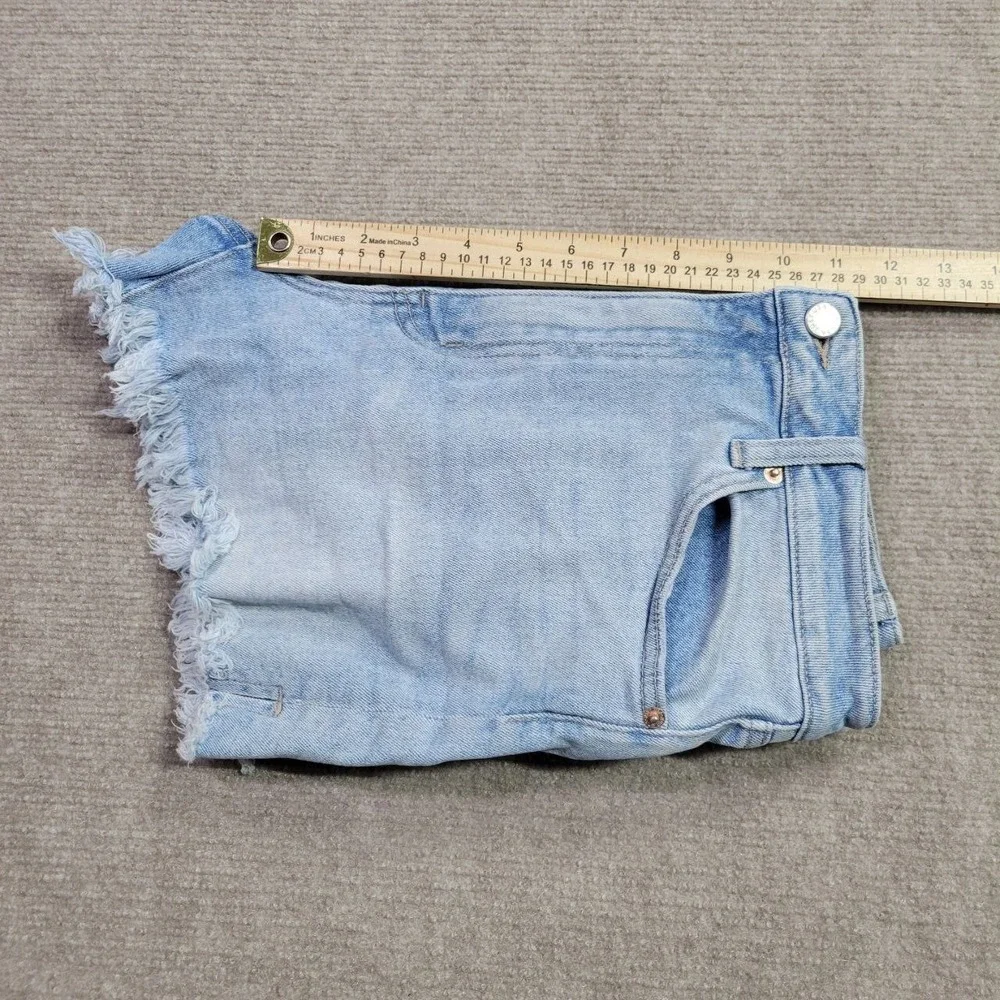 Just USA Jean Shorts Womens Large Blue Light Wash Frayed‎ Hem Casual Denim